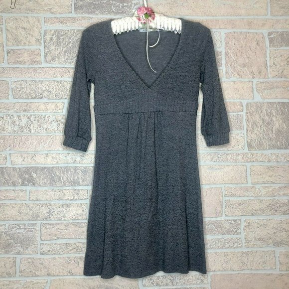 Kimche Blue V-Neck Tunic Dark Grey Women's Top 3/4 Sleeve Form Fitting Size S - Picture 5 of 8